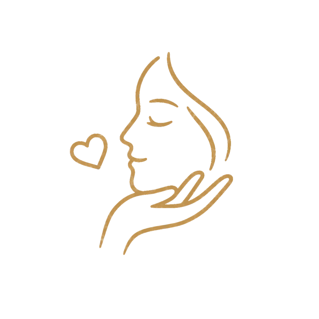 Gold line-art icon representing comfort and patience during a modeling session.